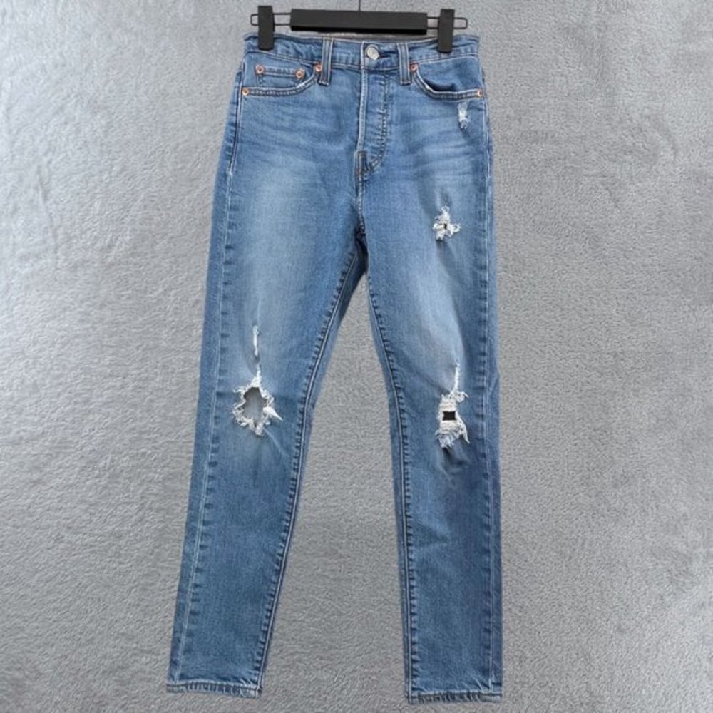 LEVIS Jeans Womens 26 Wedgie Skinny Button Fly High Rise Distressed‎ Denim